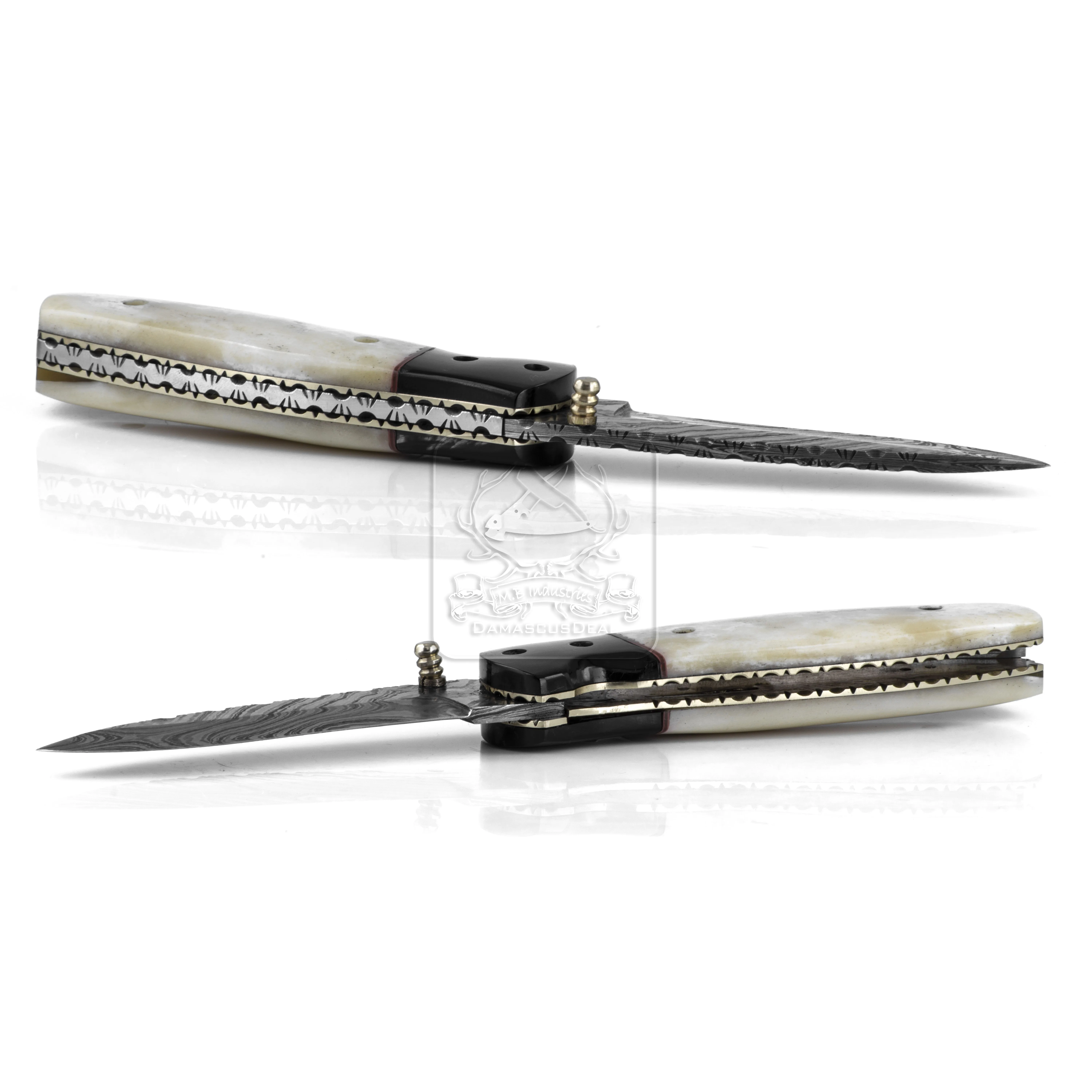 Damascus Steel Folding Knife DD-FK-687 Camel Bone Pocket Knife Outdoor Survival Hunting Knife Multi Tool Bushcraft Camping