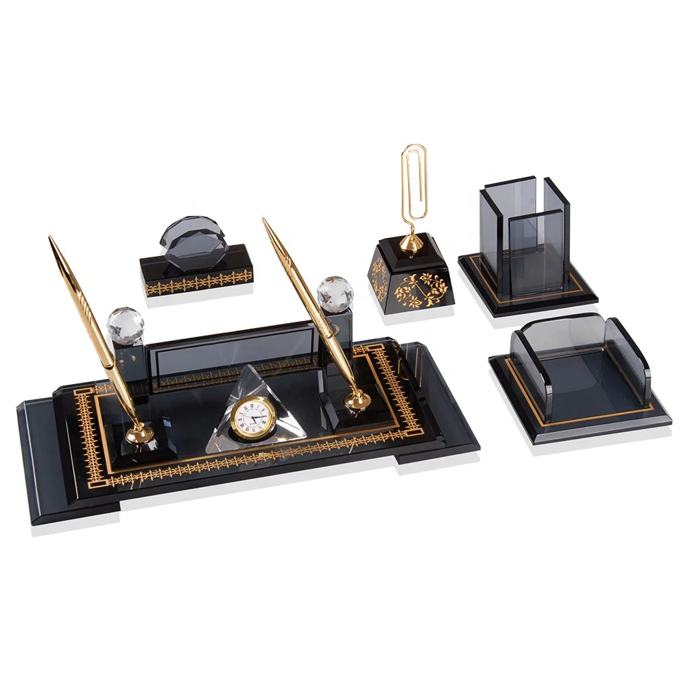 Personalized crystal office desk sets for gift table decor items office stationary