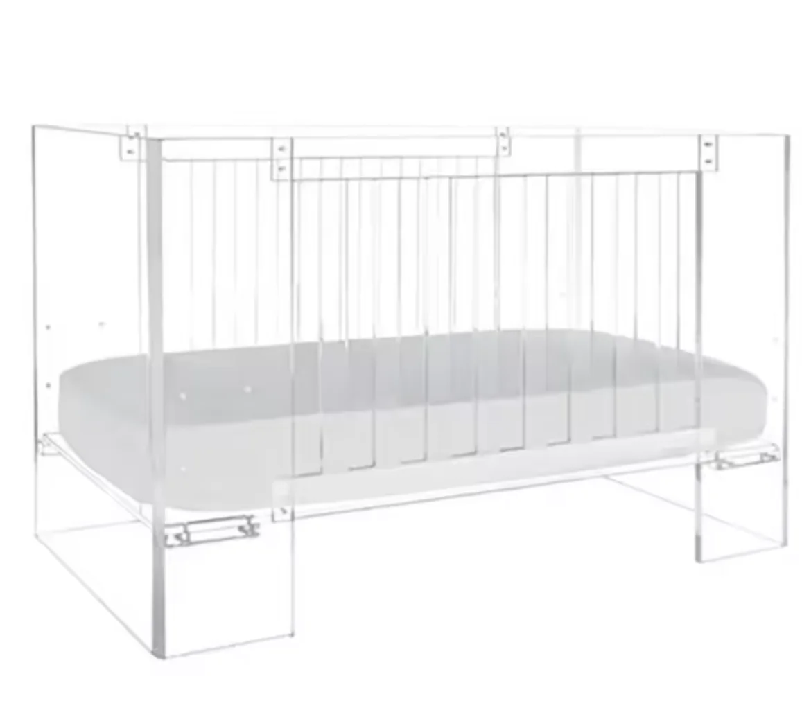 High Strong Acrylic baby Crib  Clear Acrylic Nursery Works Vetro Crib Baby Bed For Children and without mattress
