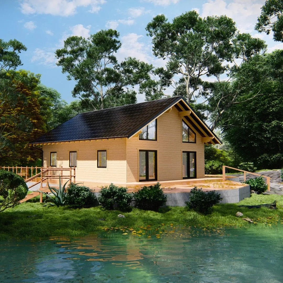 Wooden Log House Villa Hotel Shop Office dwelling EU tiny wooden chalet prefabricated flat packed log cabin residential sale