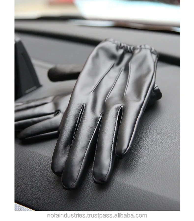 Men Thin Style Driving Leather Men Gloves Non-Slip Full Fingers Palm Touchscreen Long Keeper Fashion Black PU Leather Gloves