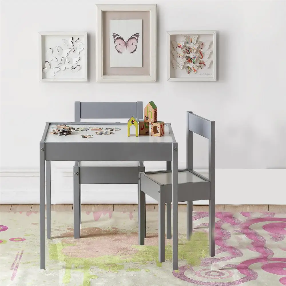 Phoenix Home Modern Gray Children Activity Desk  Kids Table Set For Play House