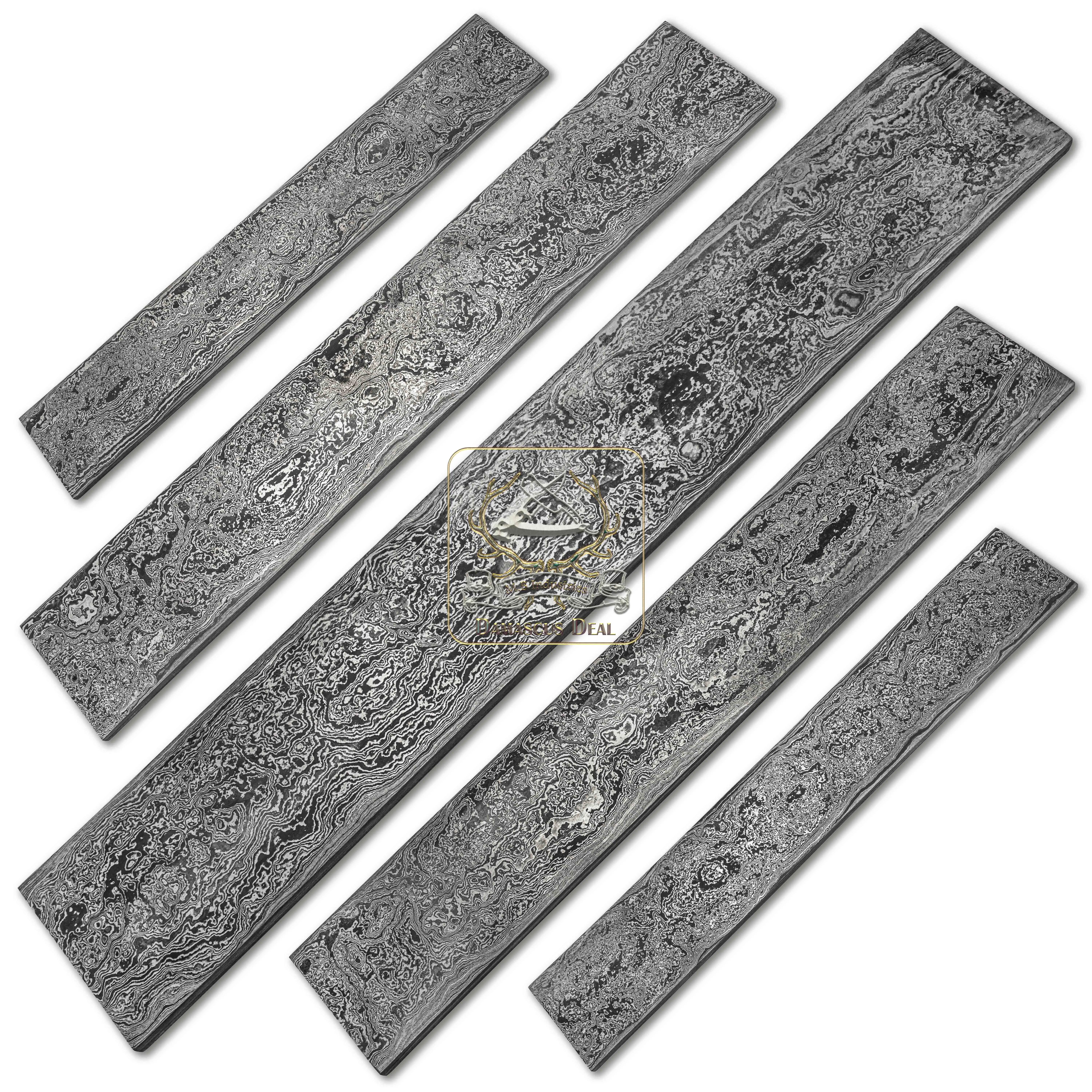 Damascus Steel Billet Random Pattern DD-Random-518 for Knife Making Hand Forged Carbon Steel Hardness 58-62 HRC Billet
