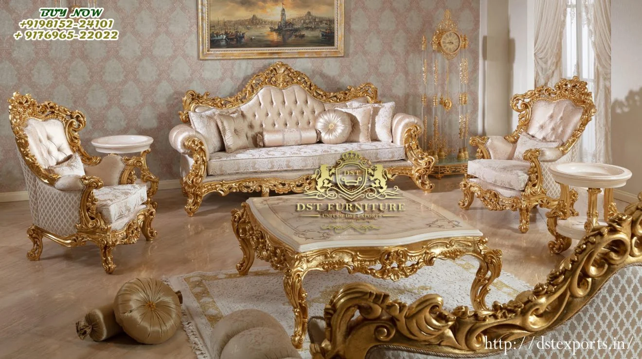 Modern Chesterfield Leather Sofa Set for Home Brown European Living Room Furniture European 7 Seater Sofa Set in Teak wood