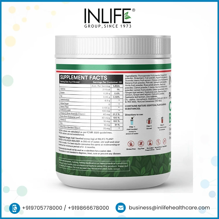 Buy High Quality Vegan plant based Collagen Powder supplement helps to maintain stronger bones, joints and skin