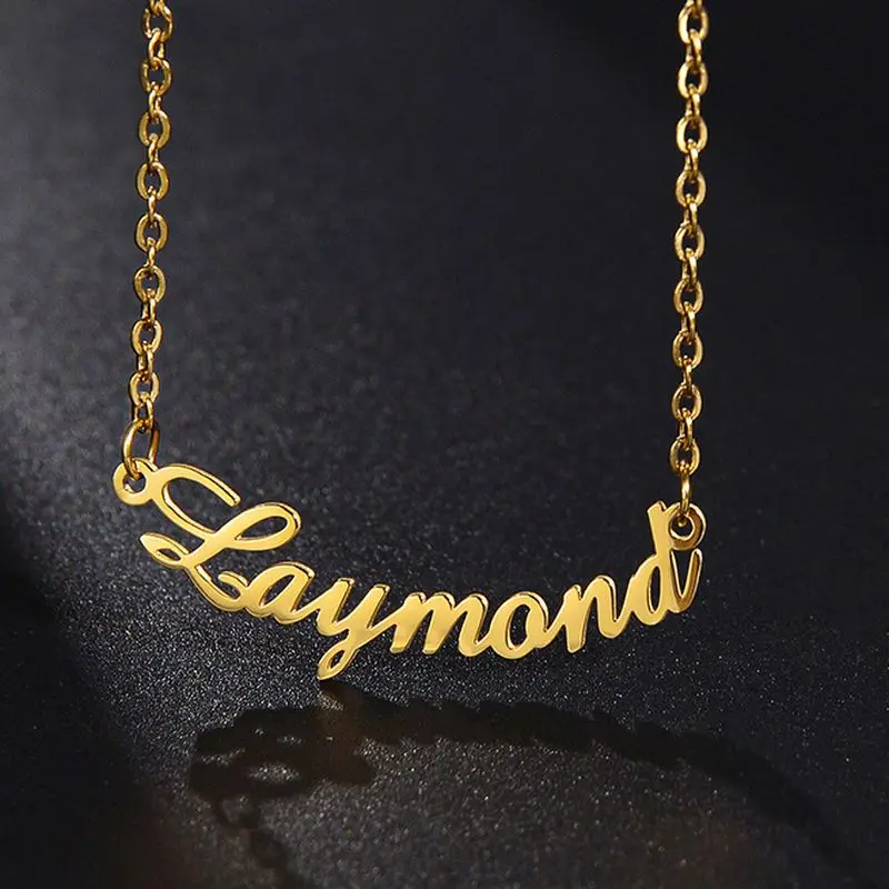 Custom Letter Silver Nameplate Customized Designs Flower Name necklace