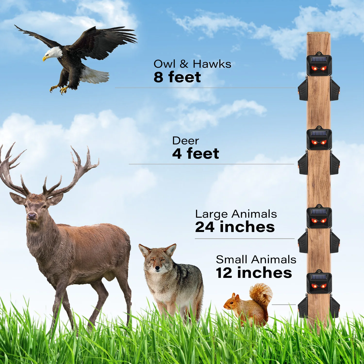 Red Strobe Lights Skunk Repellent for Garden Deer Repellent Raccoon Repellent for Nocturnal Animals Coyote Deterrent