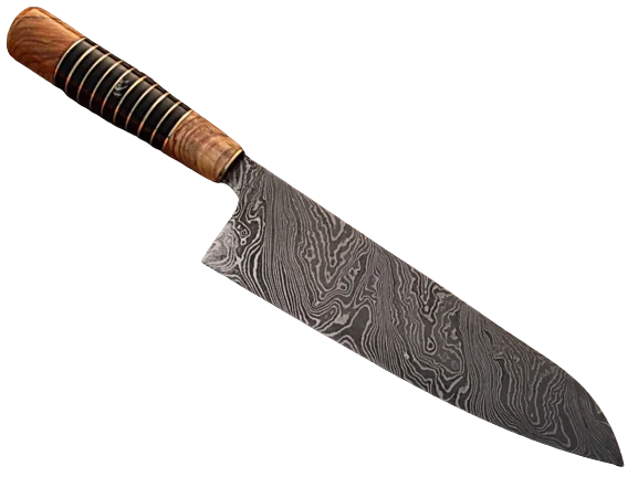 Top Quality   Custom Handmade Damascus Steel Kitchen Chef  Knife Vegetable Cutting Knife With Leather Sheath