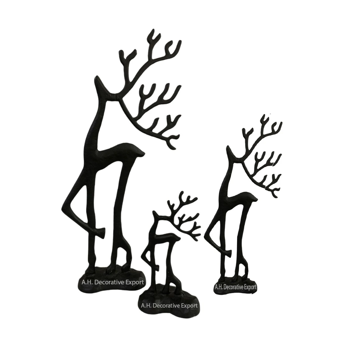 Modern Design Animal Deer Sculptures Set of 3 High Quality Durable Matte Black Sculpture Modern for Office and Home Decorative