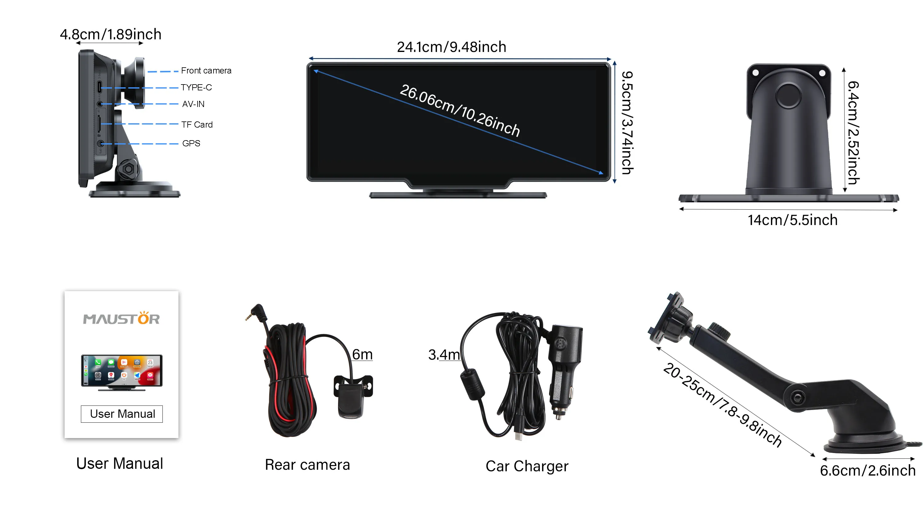Портативный автомобильный DVD-плеер Carplay Android Auto Dashcam три в одном стерео BT передача звука Smart MP5 плеер экран