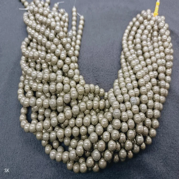 Natural gemstone Pyrite Crystal Stone 8 mm Loose Bead Strand Pyrite carving beads strands