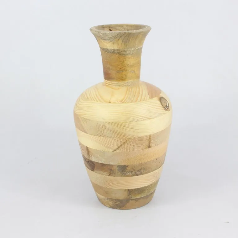 Wooden Vase Flower Pot Home Decoration Elegant Decorative Supplies Antique Brown Color Custom Finishes Sturdy Durable