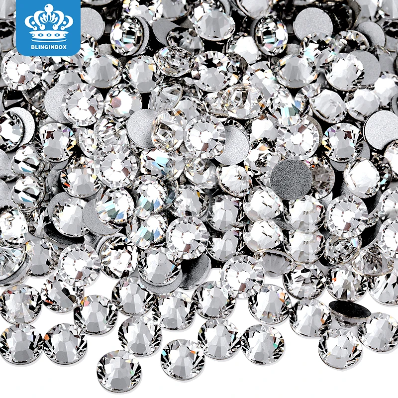 Blinginbox Wholesale P01 Crystal Non-Hotfix Nail Gems  Loose Silver Foil Back Crystal Rhinestones for Nail Art