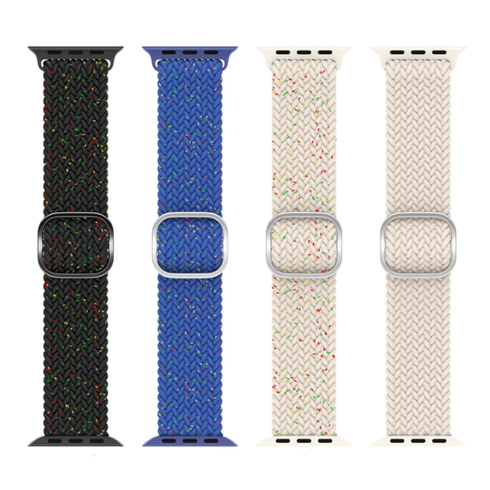 Elastic Braided Strap Double Loop Watch Band Nylon Elastic Belt Bracelet For iwatch series SE 6 7 8