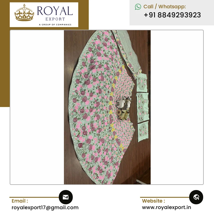 Indian Manufacturer of Best Quality Mono Satin Silk Lehenga Choli with Embroidered Work for Wedding and Party Wear