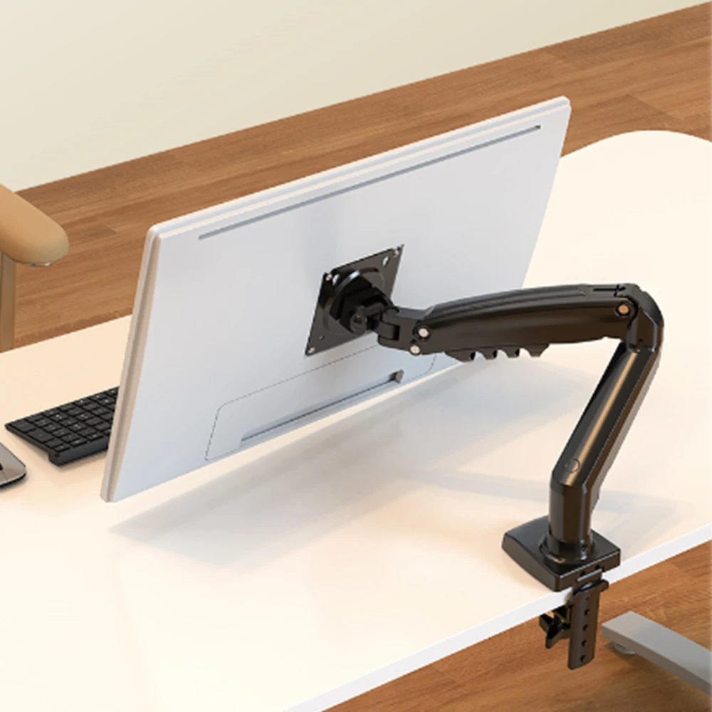 Gas Spring Monitor Desk Mount Stand Full Motion Swivel Single Monitor Arm with Clamp for 17-30 Inch