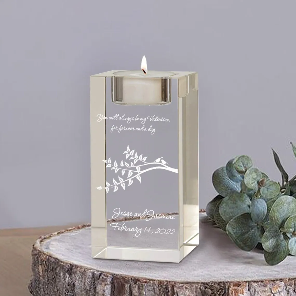 Love Arrows Monograme Crystal Customized Tea Light Candle Holder