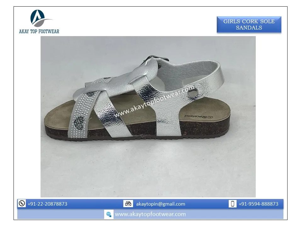 Buckle Strap Flip Flop Cork Sole Sandals in Customized Size Range from 25-36 Durable Flat Girls Cork Sandal with Box Packing