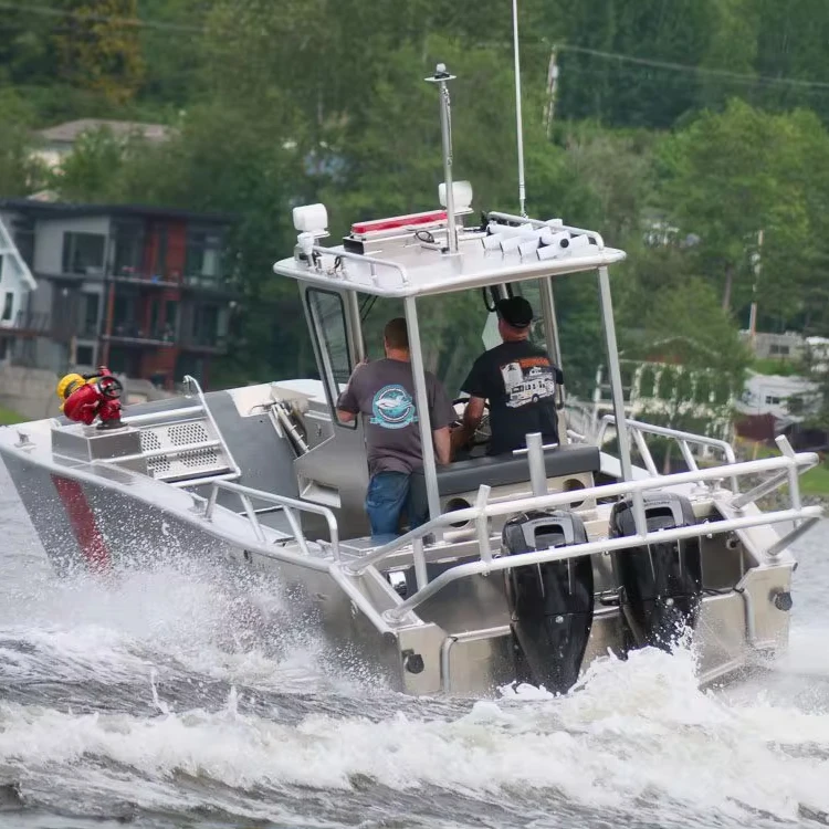 21ft Aluminum Rescue Fire Fighting Boat with Cabin Welded Aluminum Rowing Boat for Sale