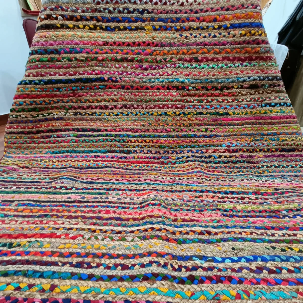 Beautiful Traditional Handmade Chindi Durry Poly Jute Rug Best Selling Multi-Color Area Rugs