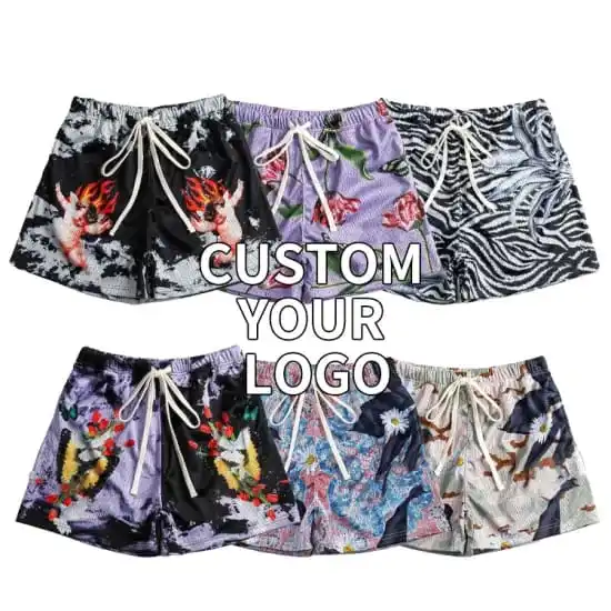 Men 100% Polyester Double Layer Gym Mesh Shorts Custom Graphic Sublimation comfort elastic waistband Street Fashion Men Shorts