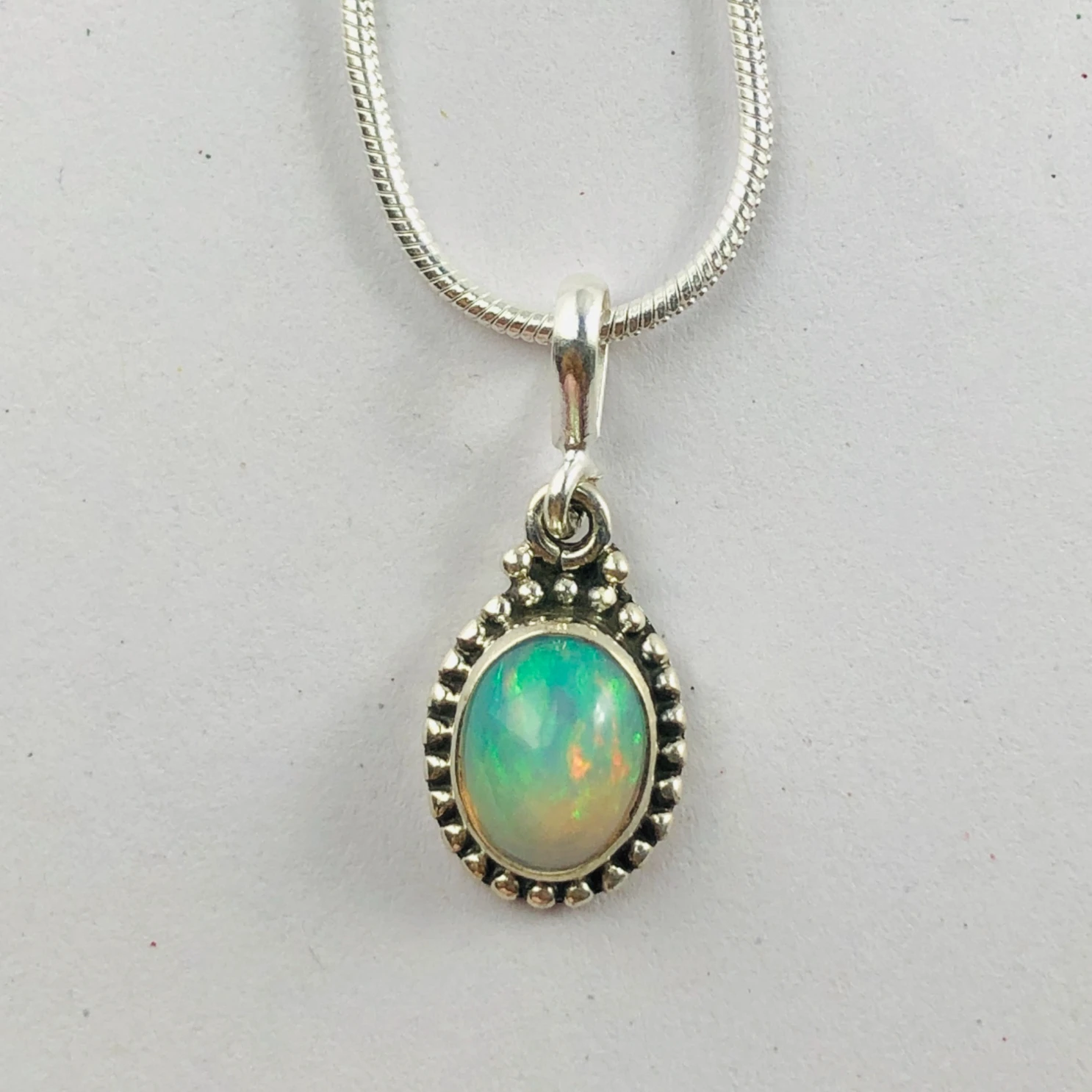 Trending Pure Ethopian Opal Gemstone Pendent Necklace Attractive Sterling Silver Charm Pendent With Natural Gemstone