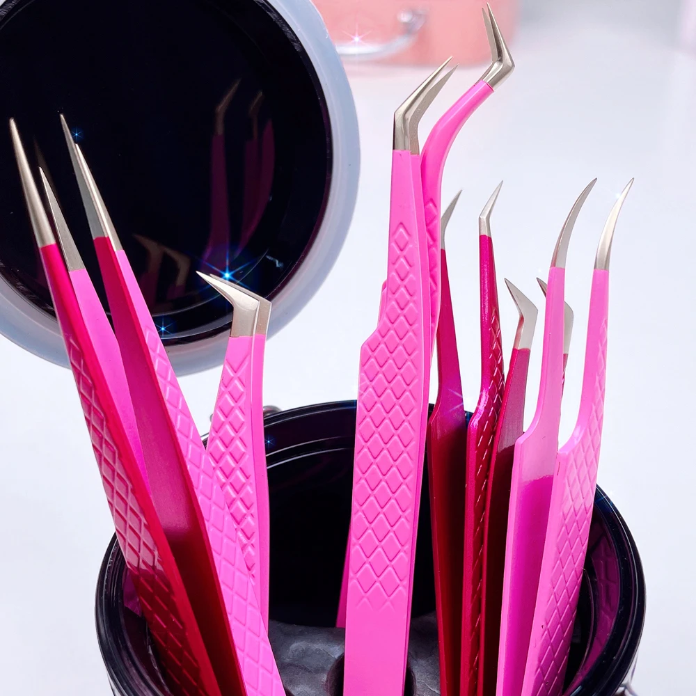 volume tweezers set with fiber tips stainless steel high quality dumout vetus classic volume eyelash tweezers set with logo