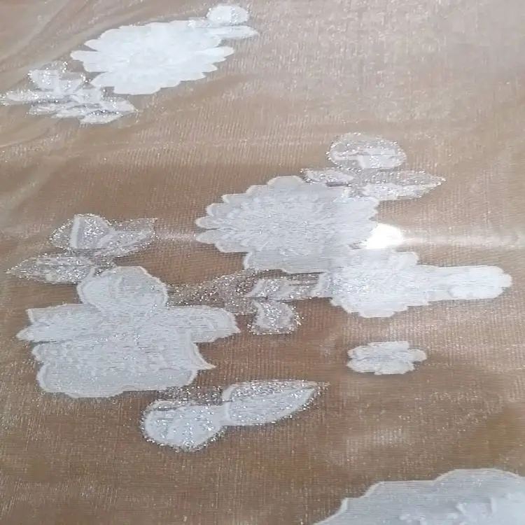 WT033 Jacquard  Polyester light Bridal Wedding Organza Fabric