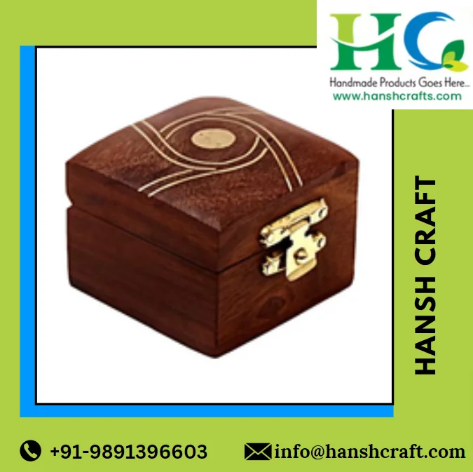 Quality Assured Wooden Box with Square Shaped Solid Wooden Handmade Hand Carved Wood Box / Money box