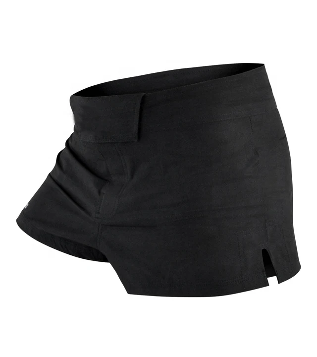 Block single pice 4 way stretchy fabric with slits soccer premium black mma shorts