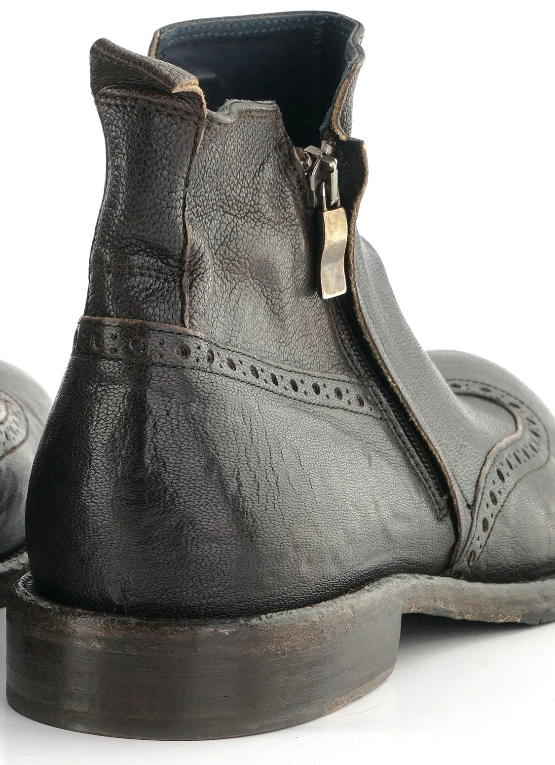 HIGH QUALITY MAN CLASSIC SHOES DARK BROWN LEATHER, TWO ZIP, LIGHT, COMFORTABLE, PURE LEATHER, MADE IN ITALY