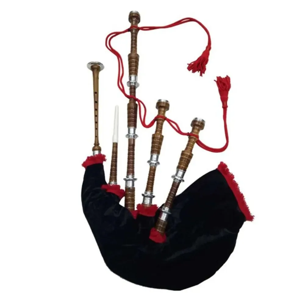 Premium Royal Stewart Tartan Bagpipe With Rosewood Brown Detailing Ideal For Learning And Celebrating Scottish Music