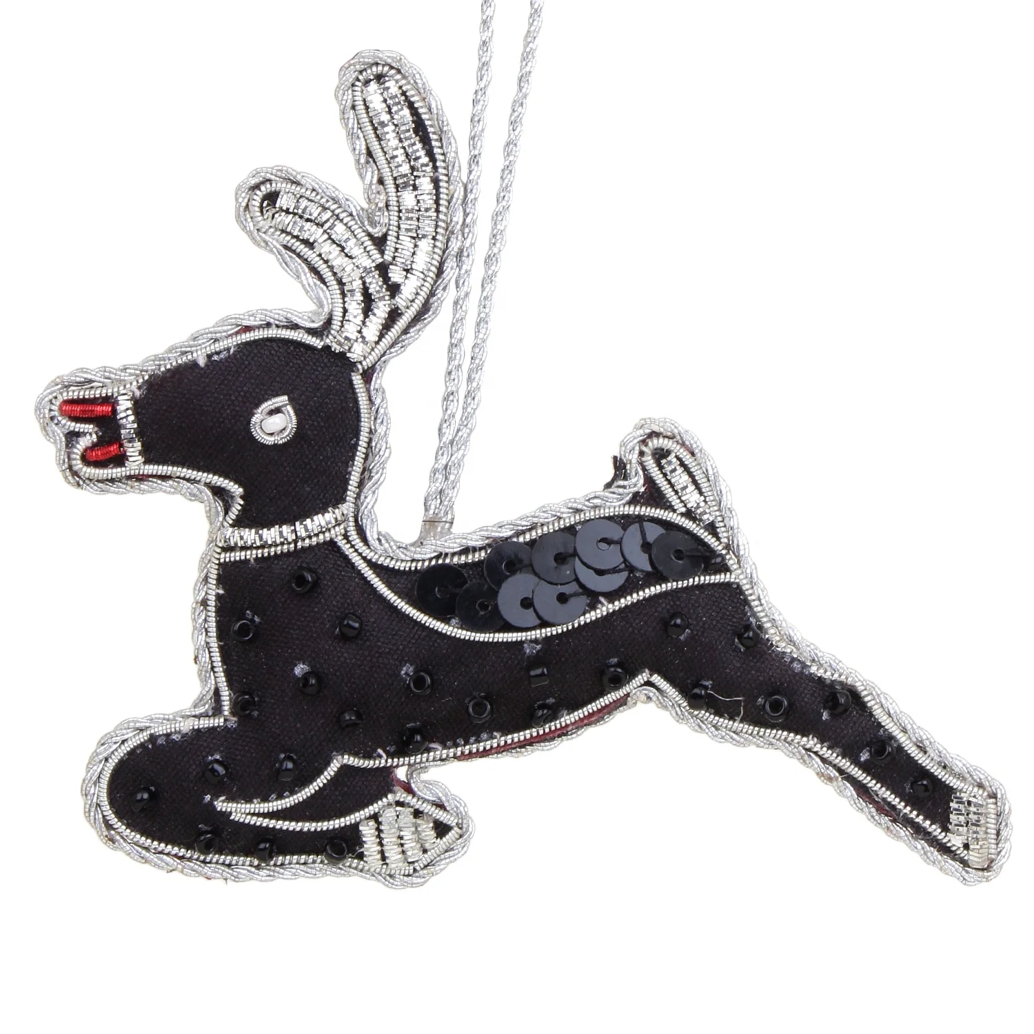 Handmade Handcrafted Embroidered Beaded Velvet satin Christmas Decorations Cross Santa  Socks   Black Horse Elephant  Customized