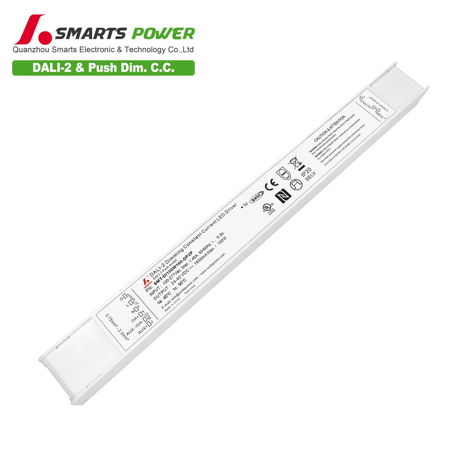 Тонкий Размер DALI-2 & PUSH Dimming LED driver 1600 мА 2100 Светодиодный источник питания 100 Вт точное и плавное затемнение