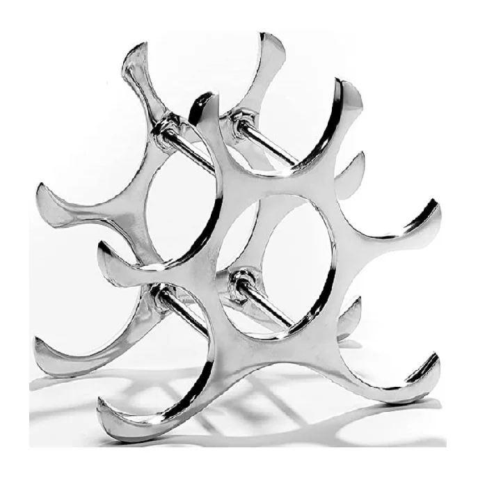 Aluminum 6 Bottles Wine Rack Barware Party Decorative Metal Bottle Stand in Modern look Handmade Wine Rack