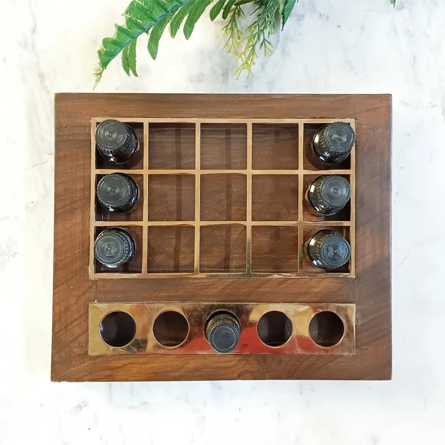 Best Quality Custom Design Wooden Steel Display Stand Tabletop Essential Oil Cosmetic Skin Care Products Indian Factory Direct