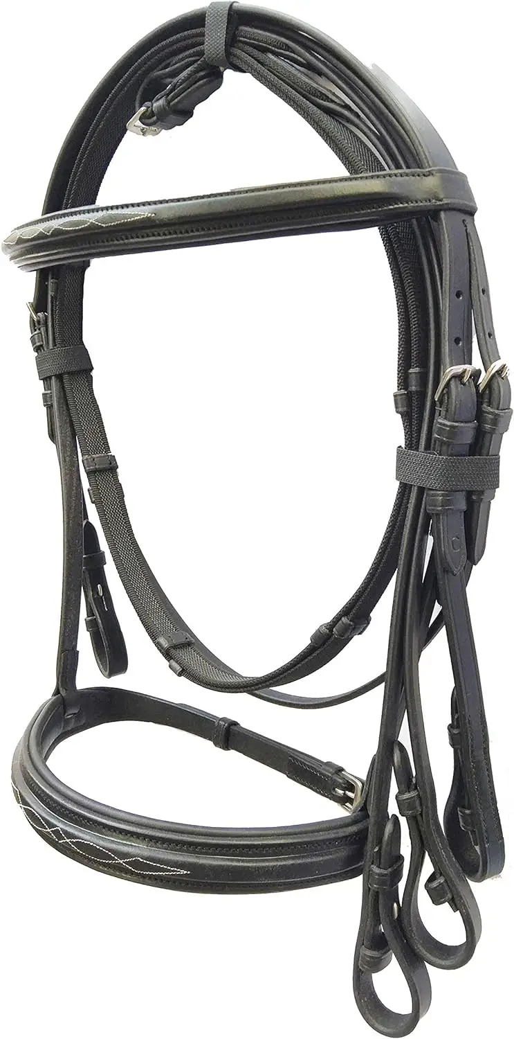 Hot Sale Attractive Black Genuine Leather Bridle Leather Horse Briddle with Decorative Crystal for Horse Riding Curry Combs