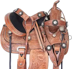 Premium Quality Western leather Horse Saddle With Matching Horse Tack Set Genuine Leather Barrel Saddle English Racing Saddle