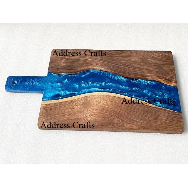 Wholesale Acacia Wood And Epoxy Resin Breakfast Boards Wooden Charcuterie Board Resin Cutting Board Kitchenware Chopping Blocks