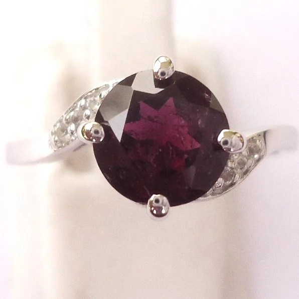 Attractive 925 Sterling Silver Round Gemstone Ring Cheap Good Color Amethyst Gemstone Ring