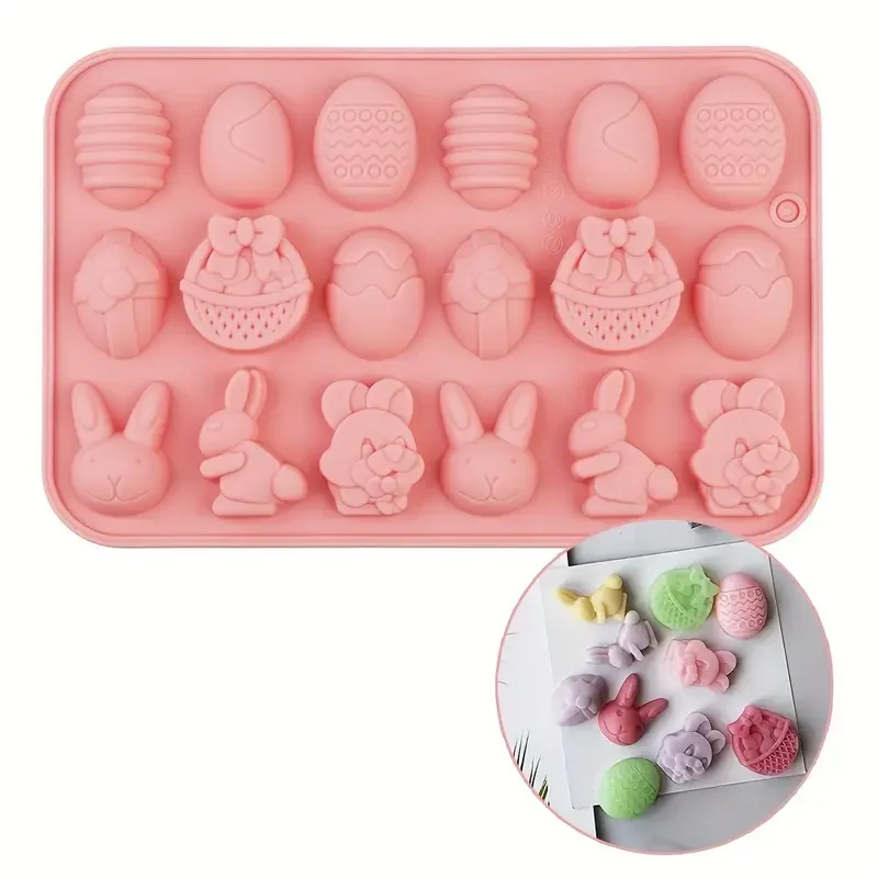 Silicone 18 Even Easter Egg Rabbit Candy Chocolate Mold Kitchen Handmade Homemade Cake Accessories Tool