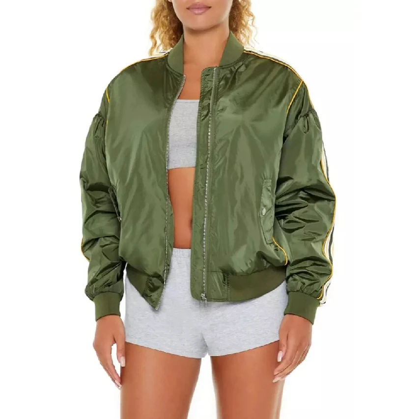 winter bomber leather jacket women cropped letterman jacket custom logo varsity jacket Coat pink Custom Brand high street OEM