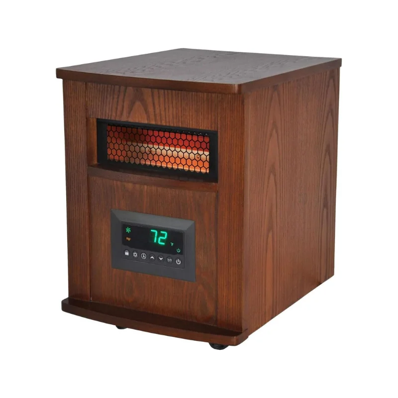 BEST SELLER 6-Element Infrared Heater, 1500W, Black, Remote Control, Programmable Thermostat