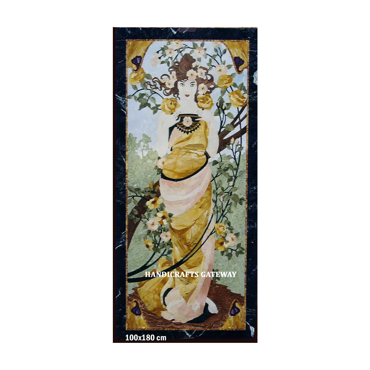 Very Beautiful High Quality Custom Hand Work Black Marble Inlay With Attractive Looking Design Wall Panel For Home Decoration