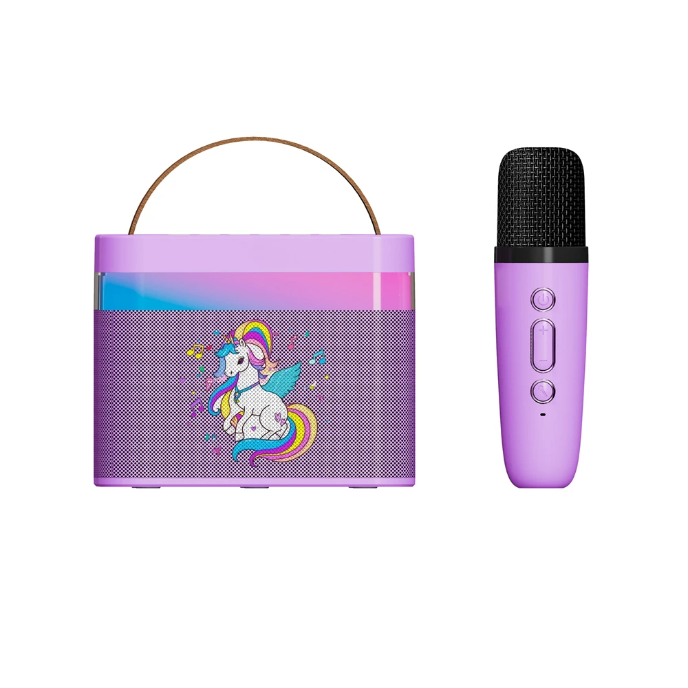 Custom logo printing Family party karaoke player wireless karaoke machine cordless mini speaker with microphone