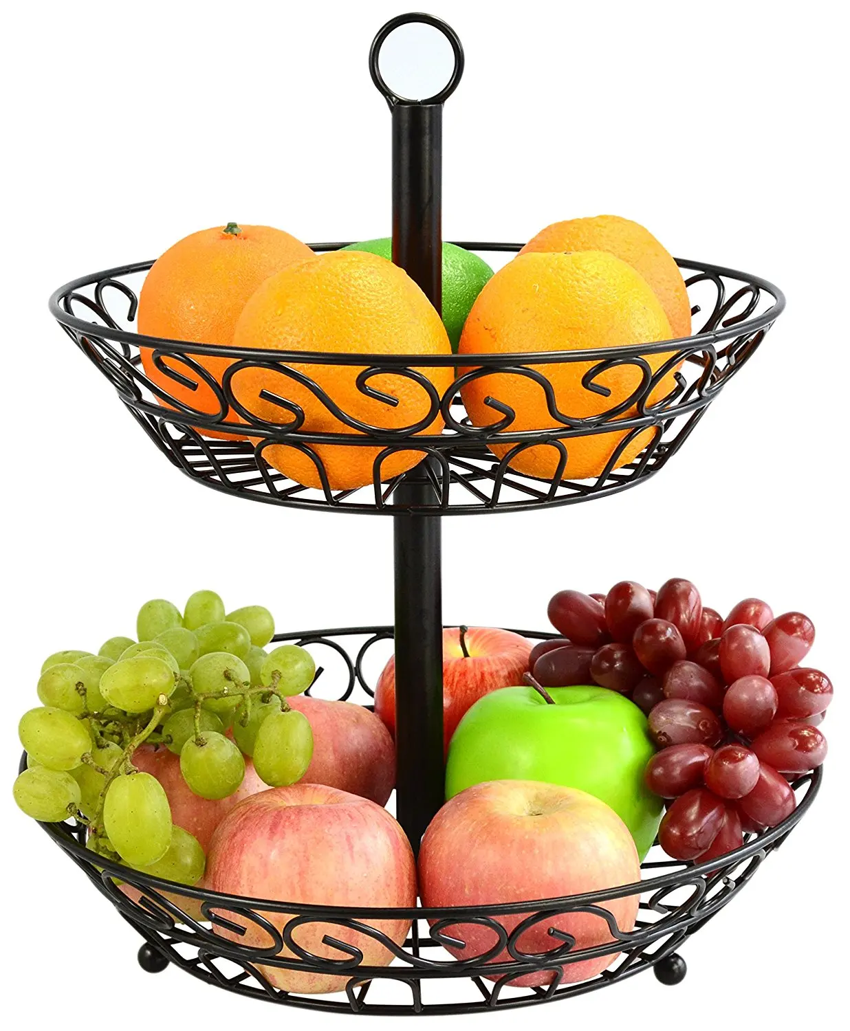 Hot Selling  Kitchen Storage Fruit And Vegetable Basket  Countertop Iron Mesh Metal Wire Banana Hanger Fruit Basket