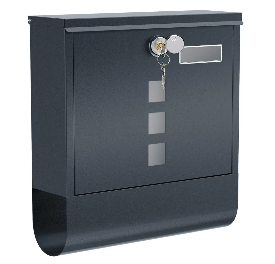 13 Inches Locking Mailbox Wall Mounted  Metal Postbox High Capacity