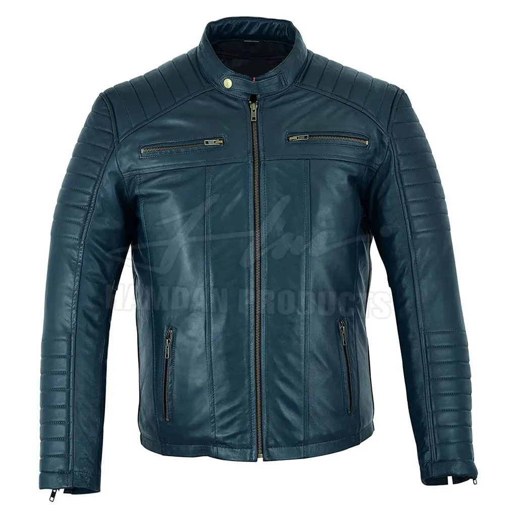 Custom Design Leather Jacket Solid Color Men Leather Jacket Streetwear Men Leather Jacket