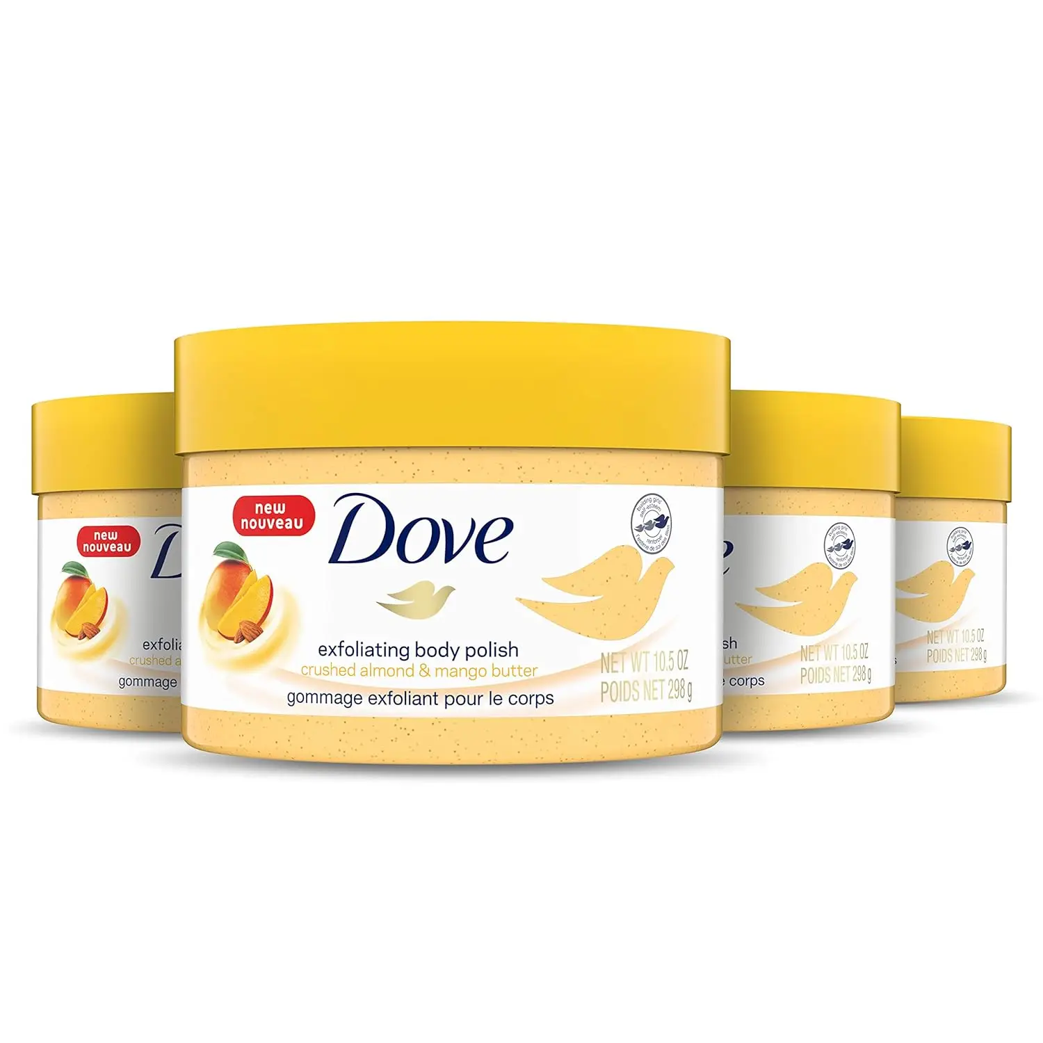 Authentic Dove Exfoliating Body Polish Body Scrub Crushed Almond and Mango Butter 4 Count Exfoliating Scrub 10.5 oz