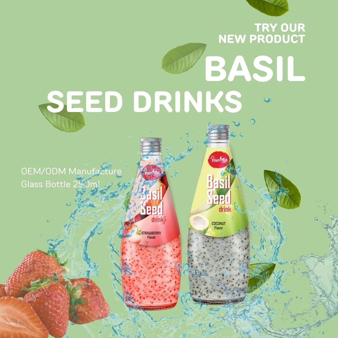 High Preimum 290ml Basil Seed Drink With Mixed Fruit OEM Beverage Manufacture in Vietanm Tropical Basil Seed Juice